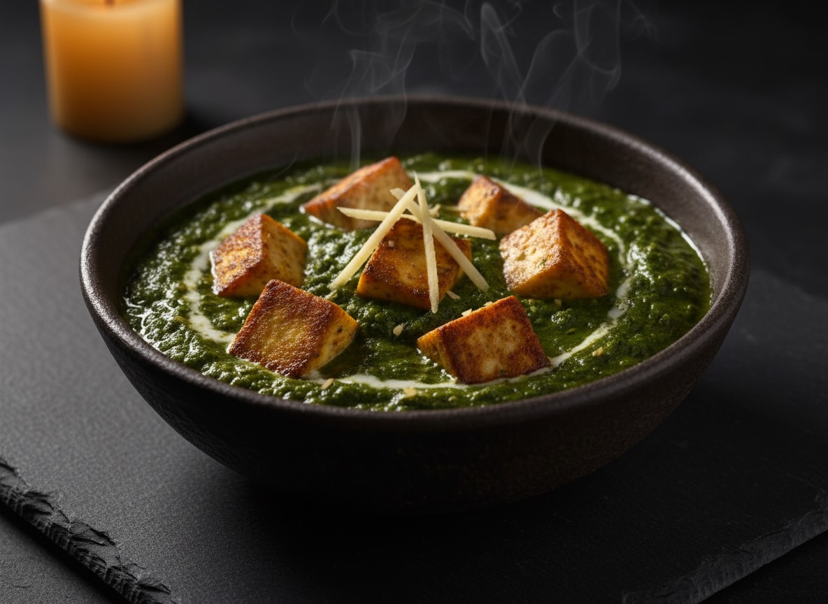 Saag paneer aux épinards — illustration