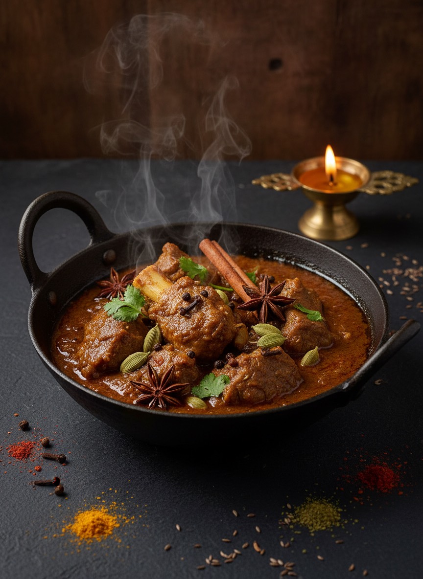 Cari de chevreau à l'os au karahi — illustration